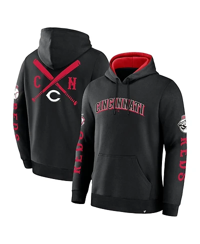 Fanatics Men's Black Cincinnati Reds Big City Legacy Fleece Pullover Hoodie