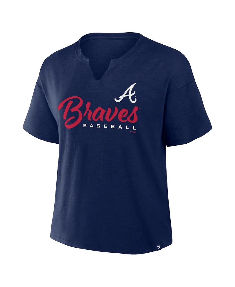 Fanatics Women's Navy Atlanta Braves Fan Fave Stadium Slub T-Shirt