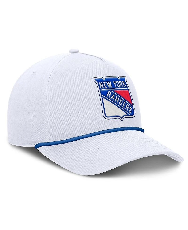 Fanatics Men's White New York Rangers Rope A-Frame Adjustable Hat