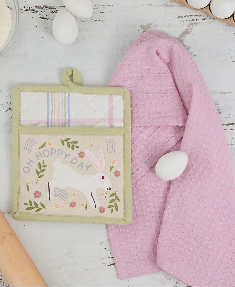 Design Imports Oh Hoppy Day Potholder Dishtowel, Set of 2