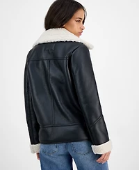 Steve Madden Women's Asymmetric Faux-Shearling Coat
