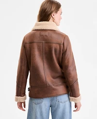 Steve Madden Women's Asymmetric Faux-Shearling Coat