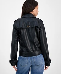 Steve Madden Women's Belted Faux-Leather Coat