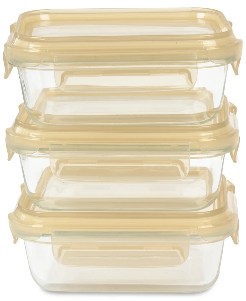Sedona Kitchen 3-Pack Rectangular Glass Food Storage Container Set