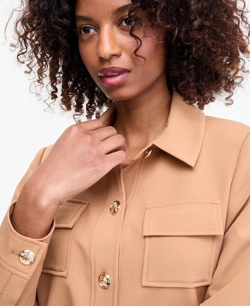 Tahari Asl Women's Cropped Button-Front Jacket, Regular & Petites
