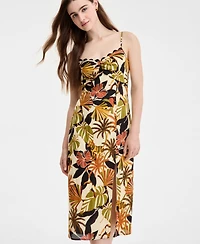 Row A Juniors' Scalloped Printed Slip Midi Dress