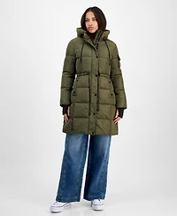 Steve Madden Women's Hooded Puffer Utility Coat