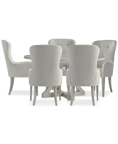 Cornelia 6-Pc. Dining Set (Round Table & 5 Tufted Arm Chairs)