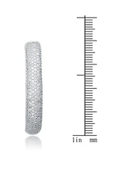 Ra Rhodium Plated Clear Round Cubic Zirconia Pave Hoop Earrings
