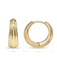 Devata Ribbed Hoop Earrings in 14K Gold, approx. 4.2 grams.