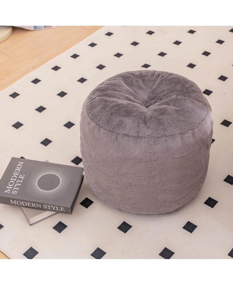 Oversized Faux Fur Bean Bag Chair with Footrest, Soft Floor Sofa for Adults Bedroom or Living Room-The Pop Home