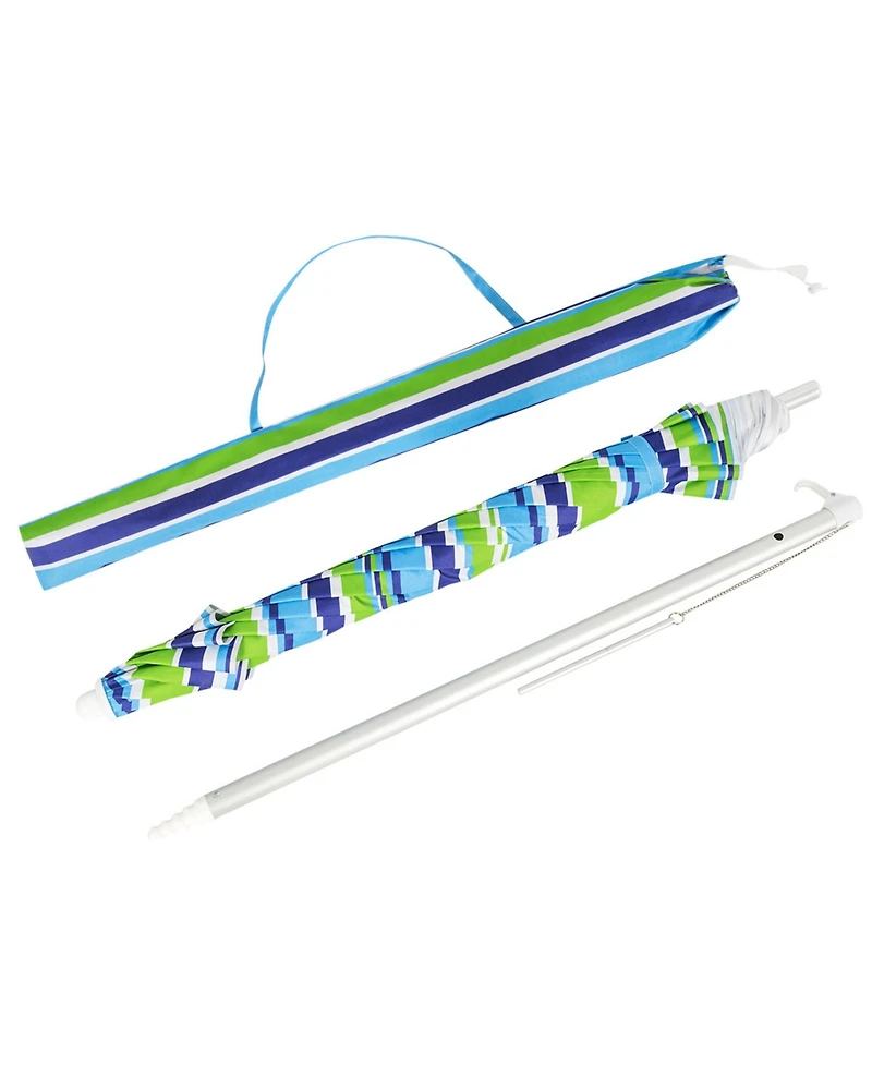 Gymax 6.5Ft Beach Umbrella w/ Tilt Mechanism Sand Anchor Carrying Bag