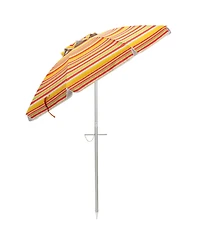 Gymax 6.5Ft Beach Umbrella w/ Tilt Mechanism Sand Anchor Carrying Bag
