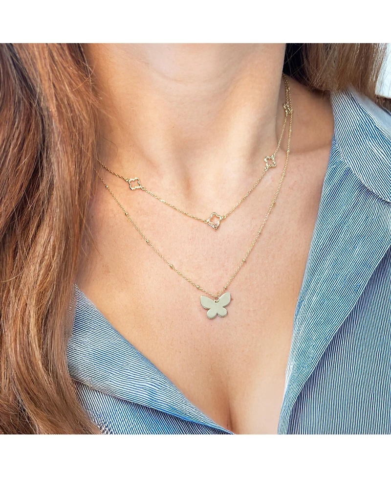 The Lovery Gold Single Butterfly Bead Necklace 14K Gold