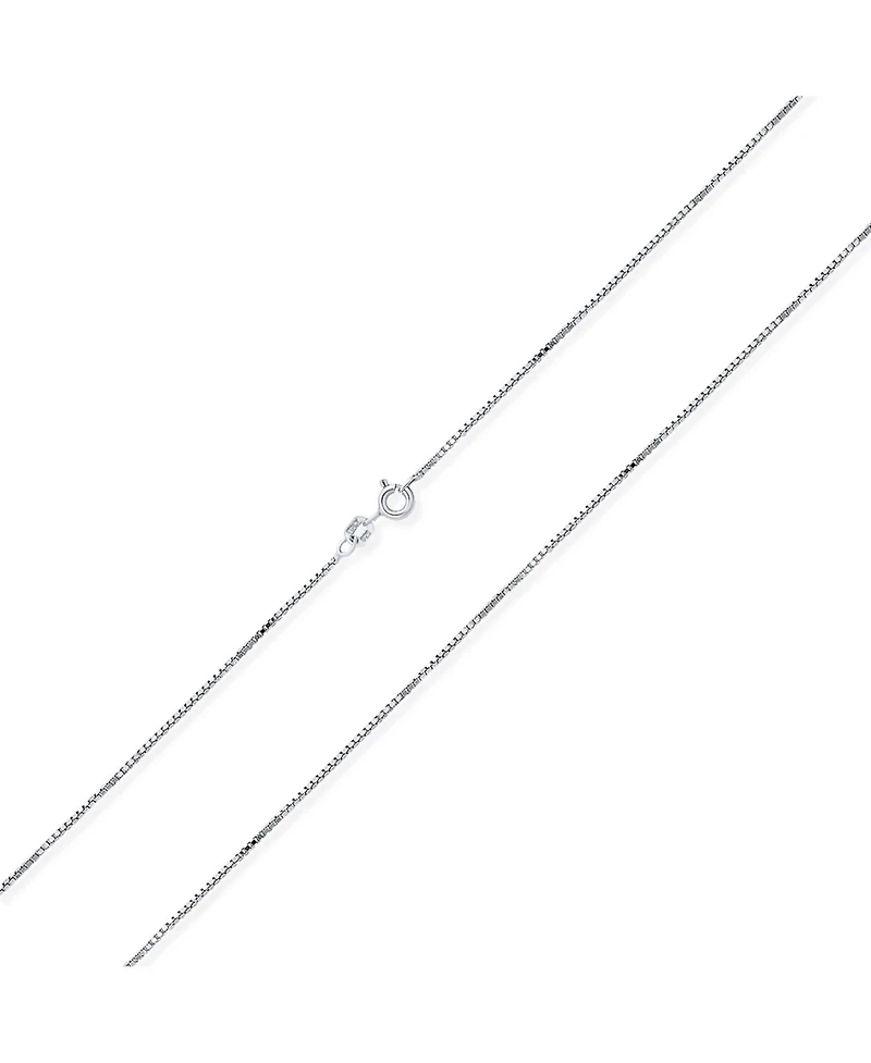 Bling Jewelry Thin Basic Simple 019 Gauge .925 Sterling Silver Box Chain Necklace