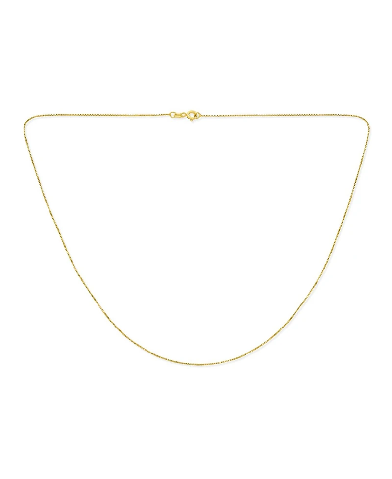 Bling Jewelry Box Chain Link 1MM Thin 10 Gauge Necklace Gold Plated .925 Sterling Silver