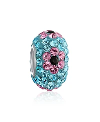 Bling Jewelry Floral Spring Flower Crystal Aqua Black White Spacer Bead Core .925 Sterling Silver