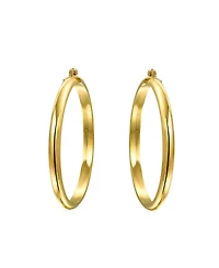 Bling Jewelry Simple Statement Hoop Huggie Earrings 18K Gold Plated 2.5 Inch Diameter