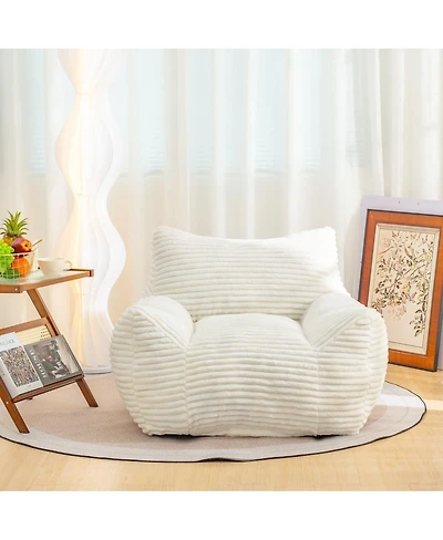 Oversized Bean Bag Chair for Adults with Armrests, Corduroy Sofa Seat for Living Room, Bedroom or Dorm-The Pop Home