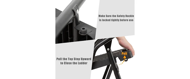 3 Step Ladder Folding Step Stool for Adults with Wide Anti-Slip Pedal, Aluminium Lightweight Foldable Step Ladders