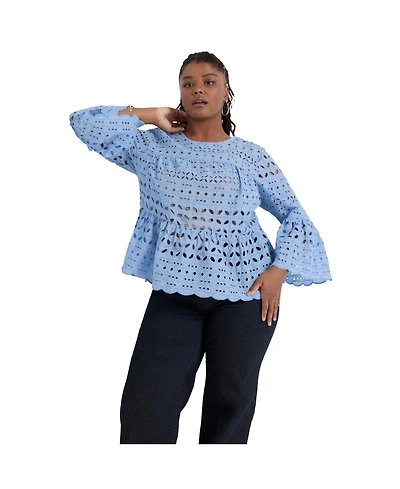 June + Vie Women's Flounce Peplum Top