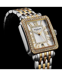 Stuhrling Women s VivreLuxe 34mm Rectangle Quartz Watch, Crystal Bezel, Roman Numeral Dial