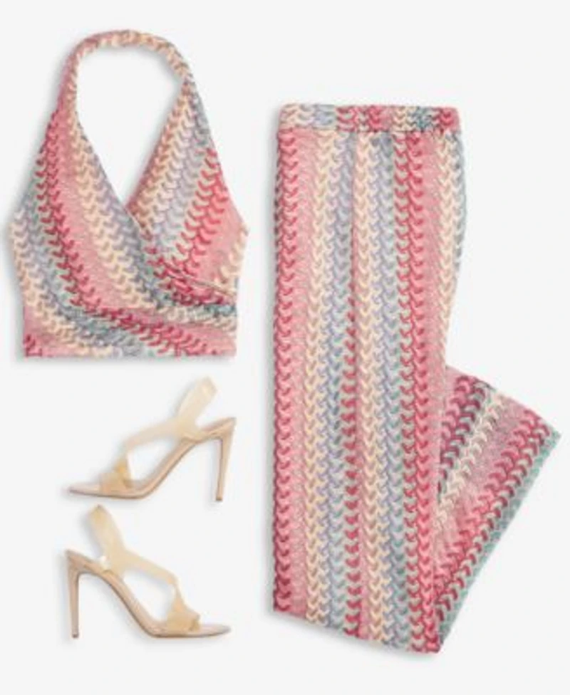 Guess Womens Fearne Knit Halter Top Wide Leg Pants