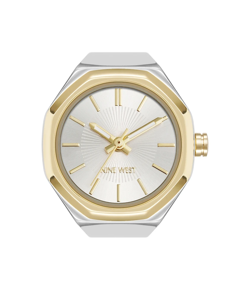 Nine West Women's Quartz Contemporary Two-Tone Metal Alloy Ring Watch, 23mm