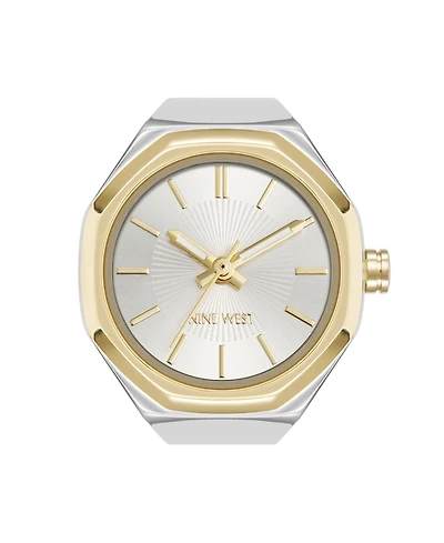Nine West Women's Quartz Contemporary Two-Tone Metal Alloy Ring Watch, 23mm
