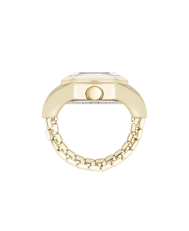 Nine West Women's Quartz Iconic Tan and Gold-Tone Metal Alloy Ring Watch, 22mm