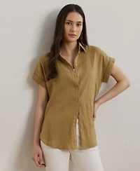 Lauren Ralph Lauren Dolman Sleeve 100 Linen Shirt P Xs 3x