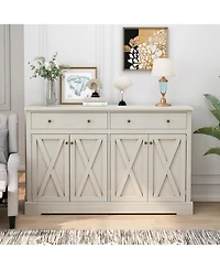Streamdale Vintage White Sideboard with Drawers and Doors for Storage