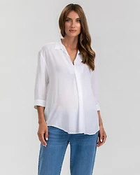 Pietro Brunelli Maternity Classic Collared 3/4 Sleeve Blouse Panarea