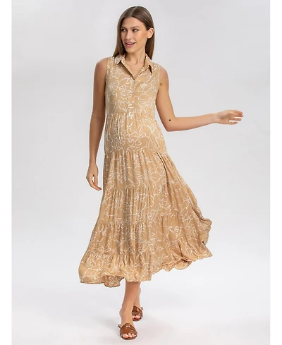 Pietro Brunelli Maternity Sleeveless Shirt Collar Maxi Clara Dress