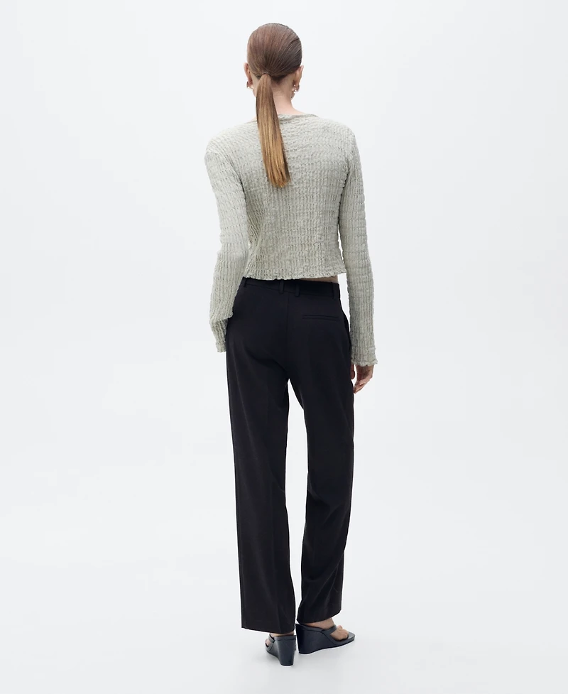 Mango Women's Straight-Fit Pleated Trousers Pants