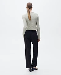 Mango Women's Straight-Fit Pleated Trousers Pants