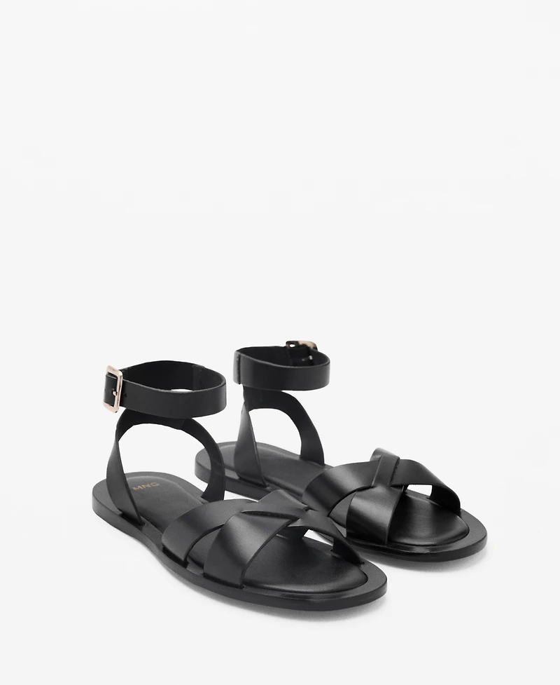Mango Women's Buckle Strap Leather Sandals