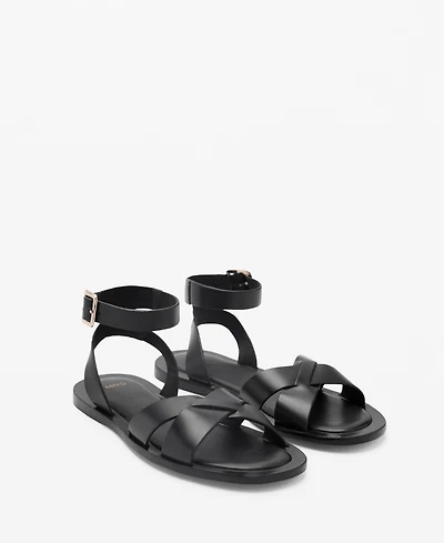 Mango Women's Buckle Strap Leather Sandals