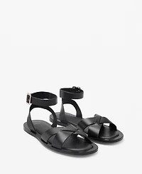 Mango Women's Buckle Strap Leather Sandals