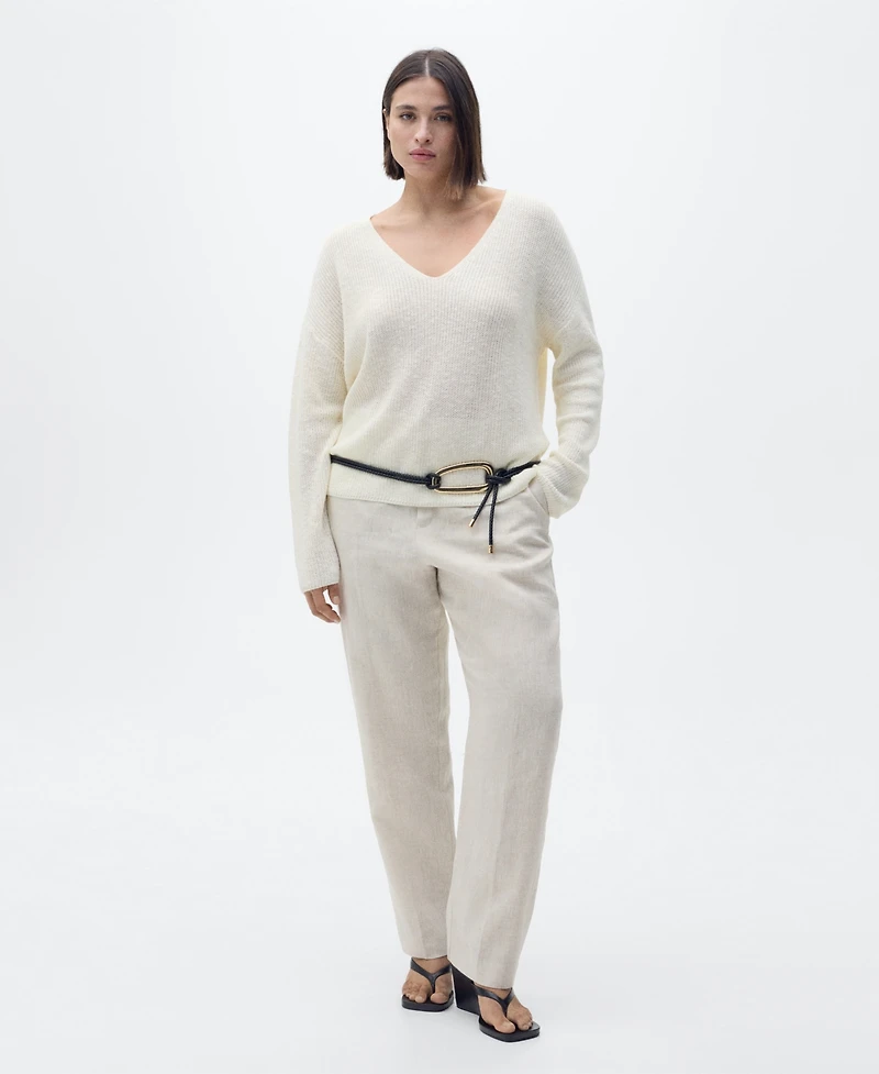 Mango Women's V-Neck Knit Sweater