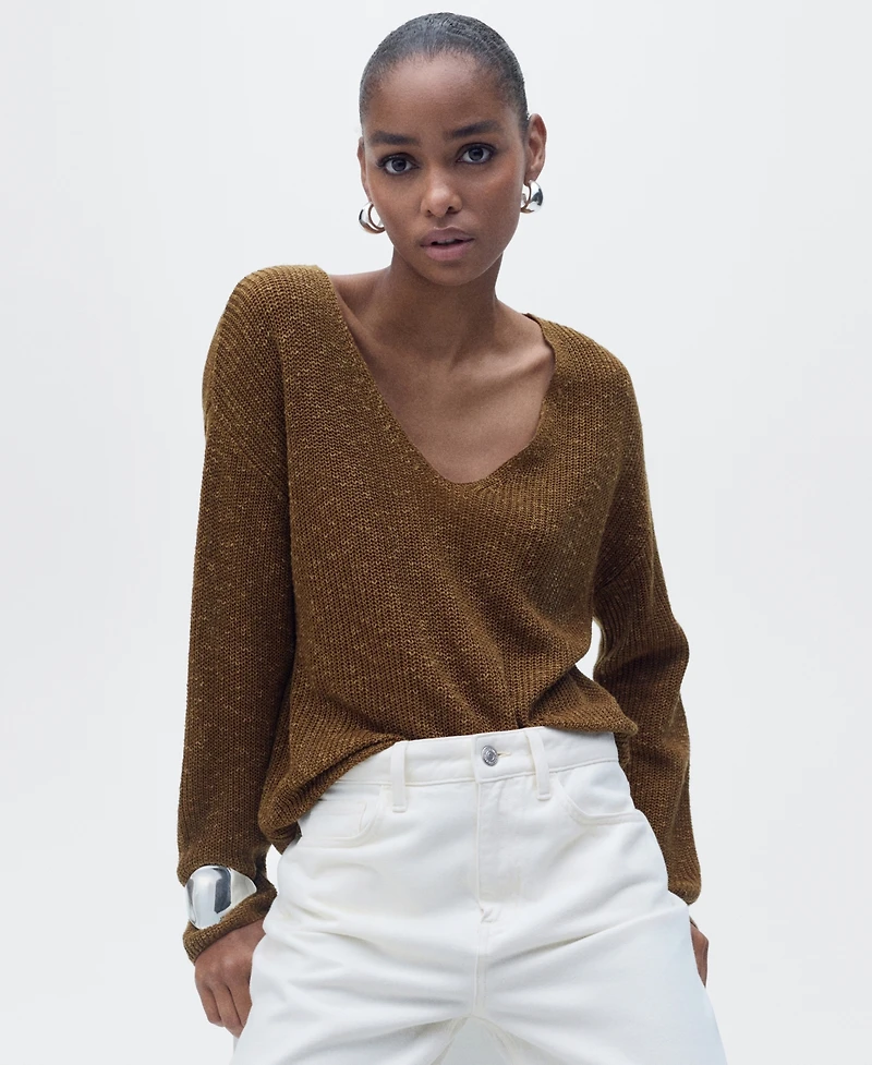 Mango Women's V-Neck Knit Sweater