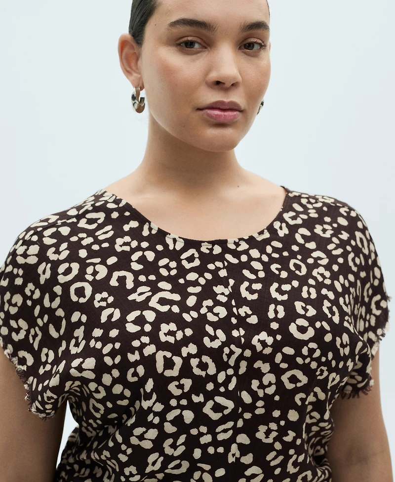 Mango Women's Frayed Ends Leopard Print Dress