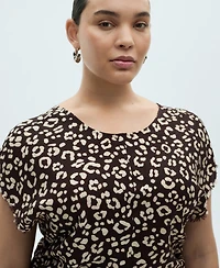 Mango Women's Frayed Ends Leopard Print Dress