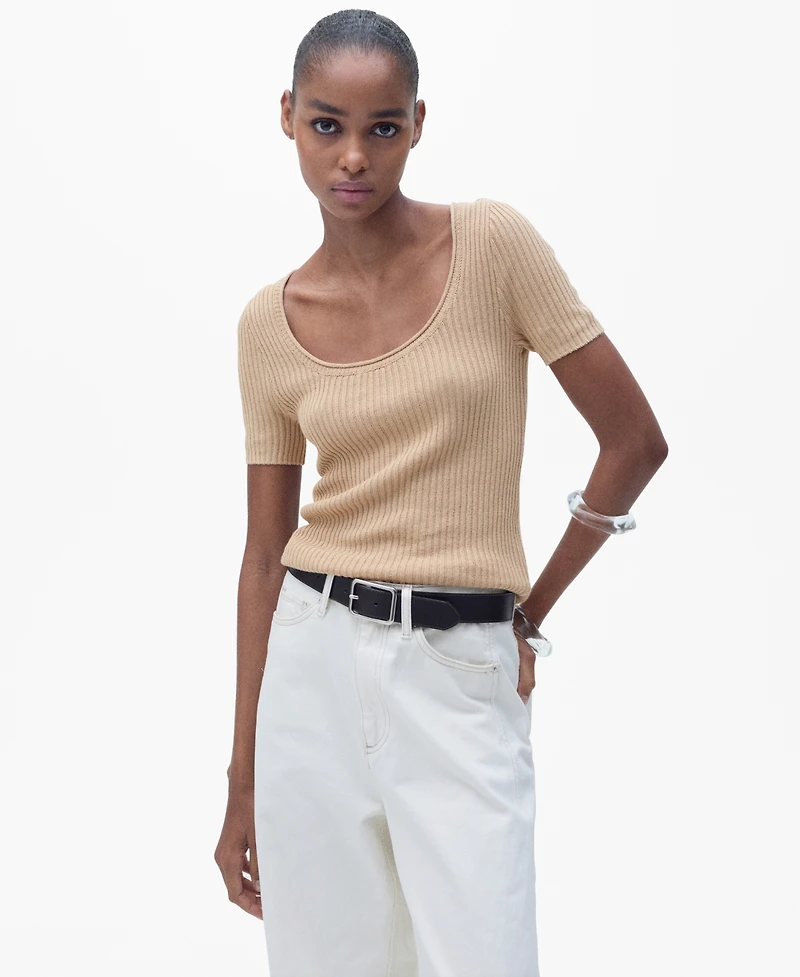 Mango Women's Linen-Blend Knitted Sweater