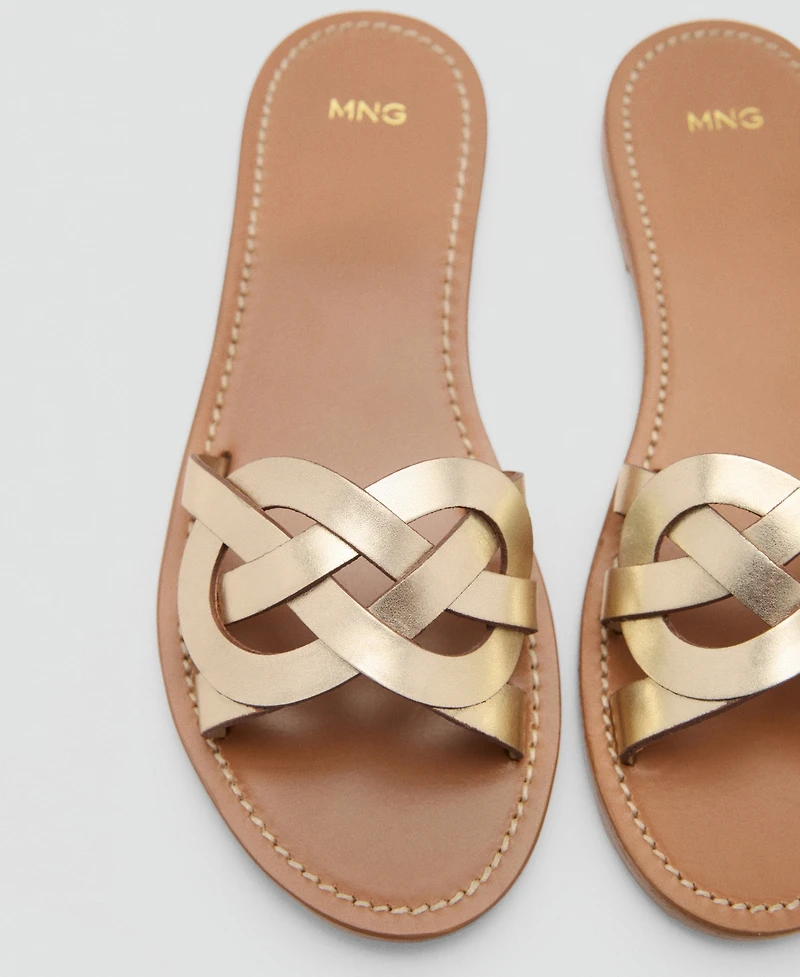 Mango Women's Intertwined Strap Leather Sandals