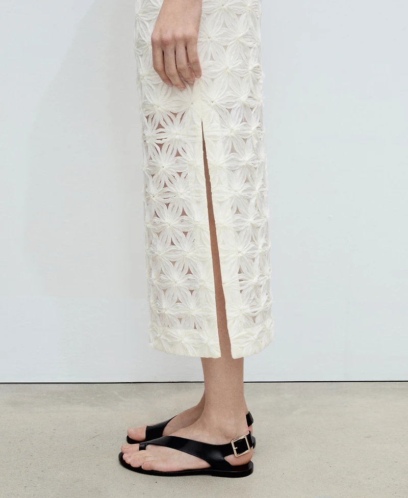 Mango Women's Openwork Textured Floral Skirt