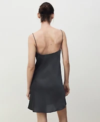 Mango Women's Straps Satin Nightgown Dress