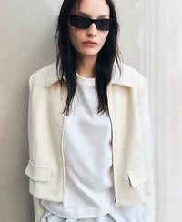 Mango Women's Lapel Cotton Blend Jacket