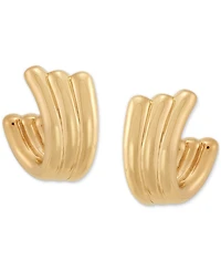 Polished Triple Tube Huggie Hoop Earrings in 18k Gold-Plated Sterling Silver, 0.79"