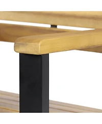 Modern Industrial Acacia Wood Barstool Set of 2, Teak and Black
